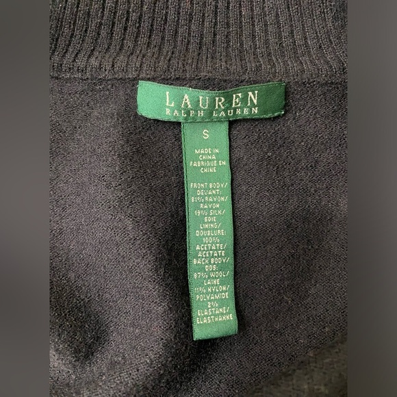 Lauren Ralph Lauren Leopard-Printed Quilted Velvet Velour Black Wool Jacket Sz S - Picture 6 of 8